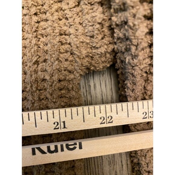 Love Tree Sweater Women’s L Brown V-Neck Ribbed Knit Striped Trim - Picture 9 of 13